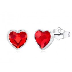 Monemel Kristal Taşlı  Kırmızı Kalp Küpe (Altın Kaplama)-Sevgililer Günü 